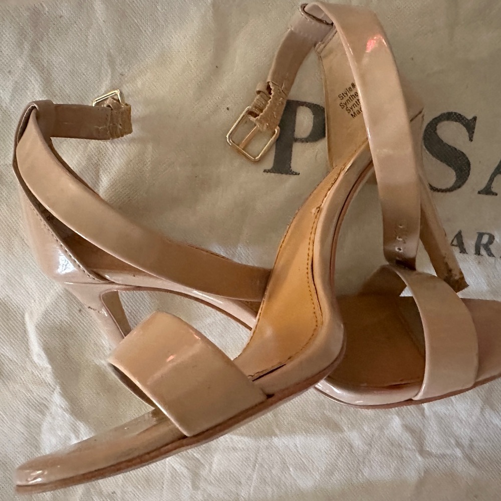 J. Crew Tan Stiletto Heels with Ankle Strap